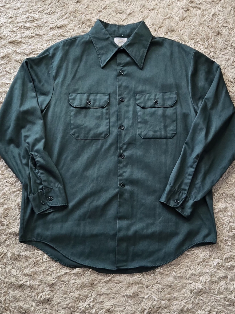 VTG 70s JC Penney Big Mac Green Work Shirt XL
